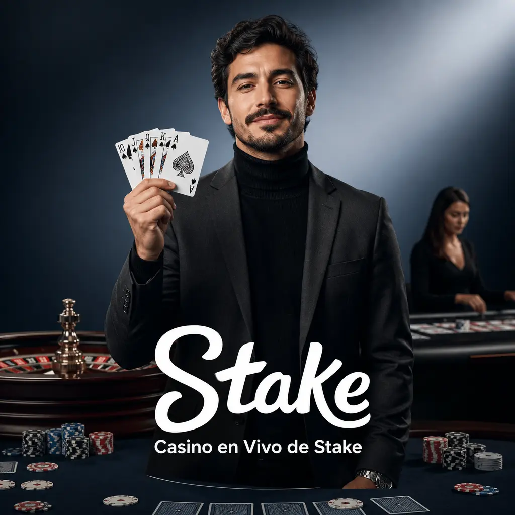 Crupier en vivo de Stake en mesa de ruleta, blackjack, bacará y póker con transmisión en tiempo real.