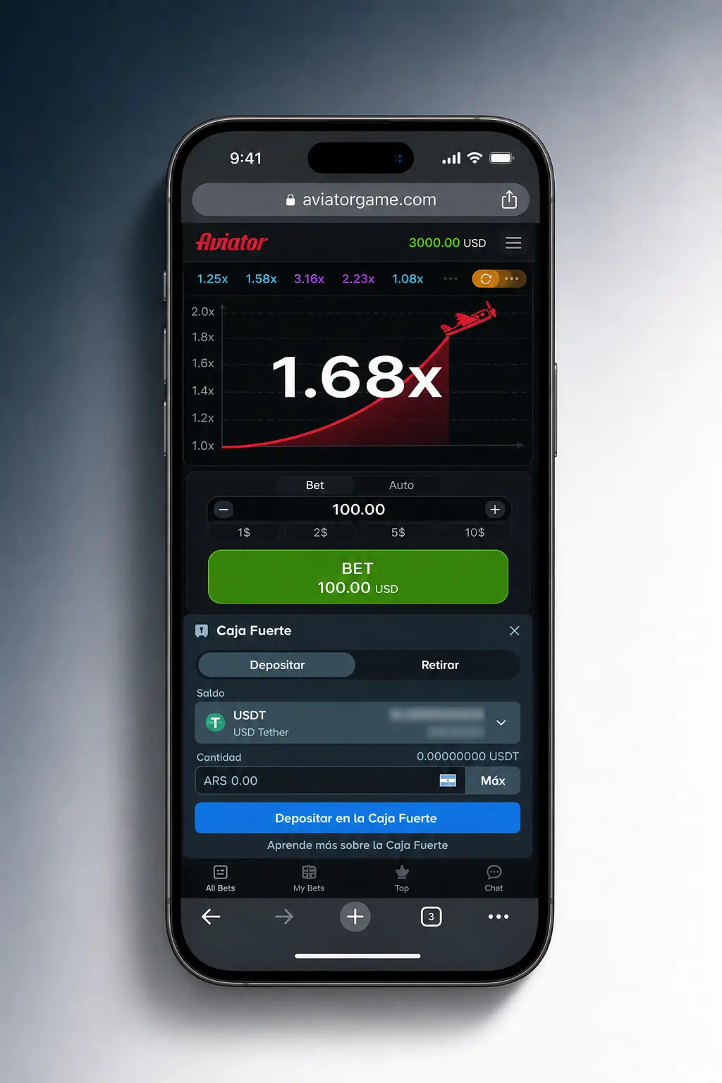 Pasos para jugar Aviator en Stake con dinero real: elegir apuesta, confirmar y retirar con Cash Out.