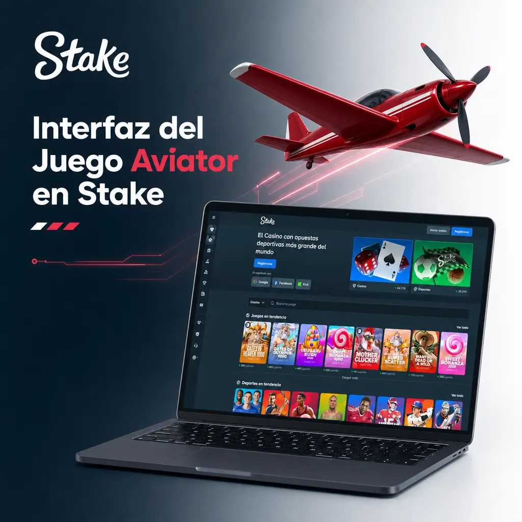 Interfaz del juego Aviator en Stake con controles de apuesta, visor de multiplicador y botón de Cash Out.