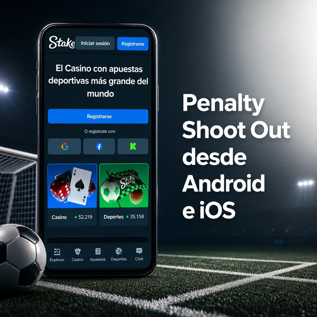 Penalty Shoot Out en Stake desde Android e iOS, con acceso móvil, controles táctiles y cuenta sincronizada en todas las plataformas.