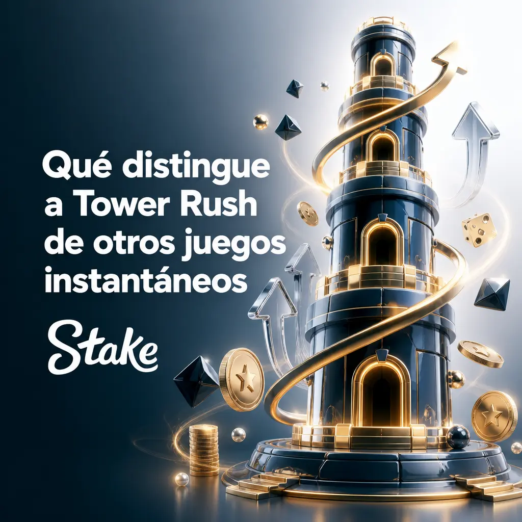 Torre de 8 niveles del juego Tower Rush en Stake con multiplicadores crecientes y modos de riesgo bajo, medio y alto