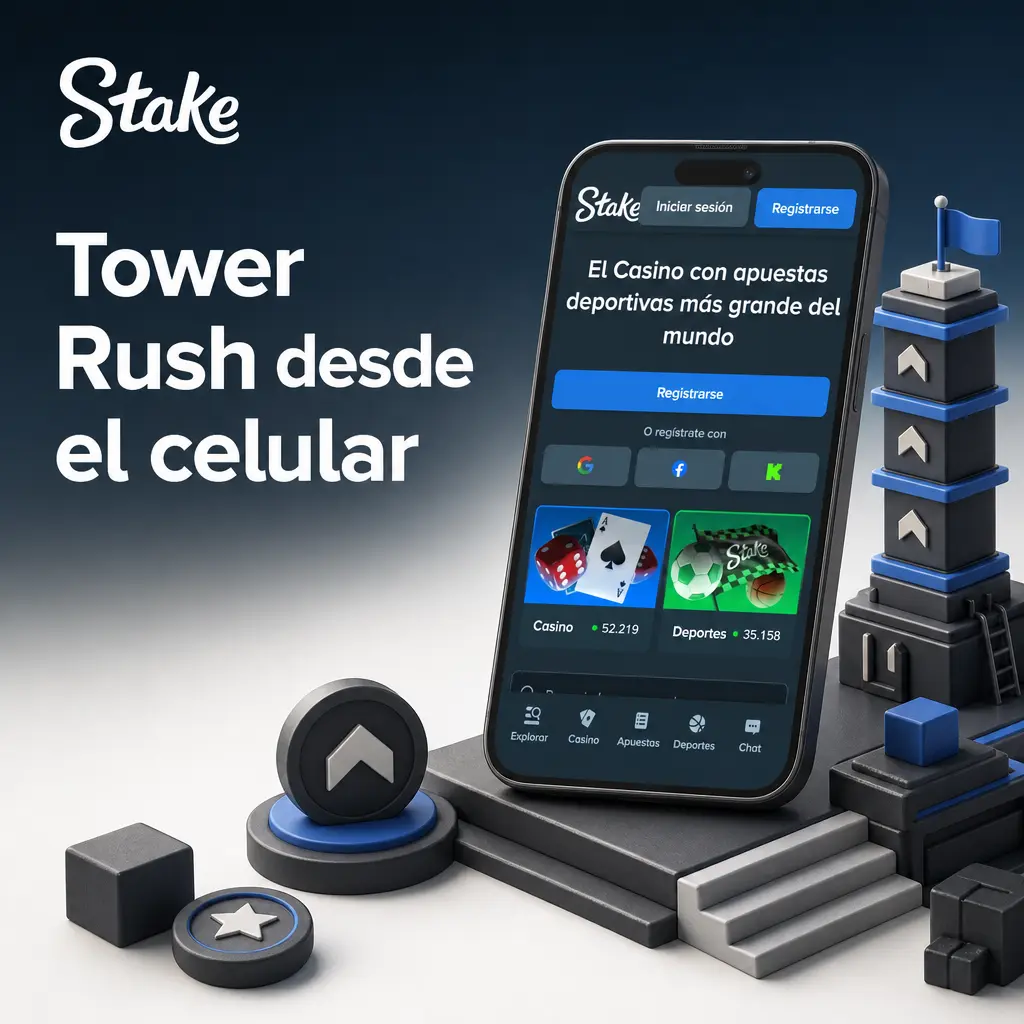 Tower Rush en Stake desde el celular: controles táctiles, torre responsiva y saldo sincronizado entre dispositivos